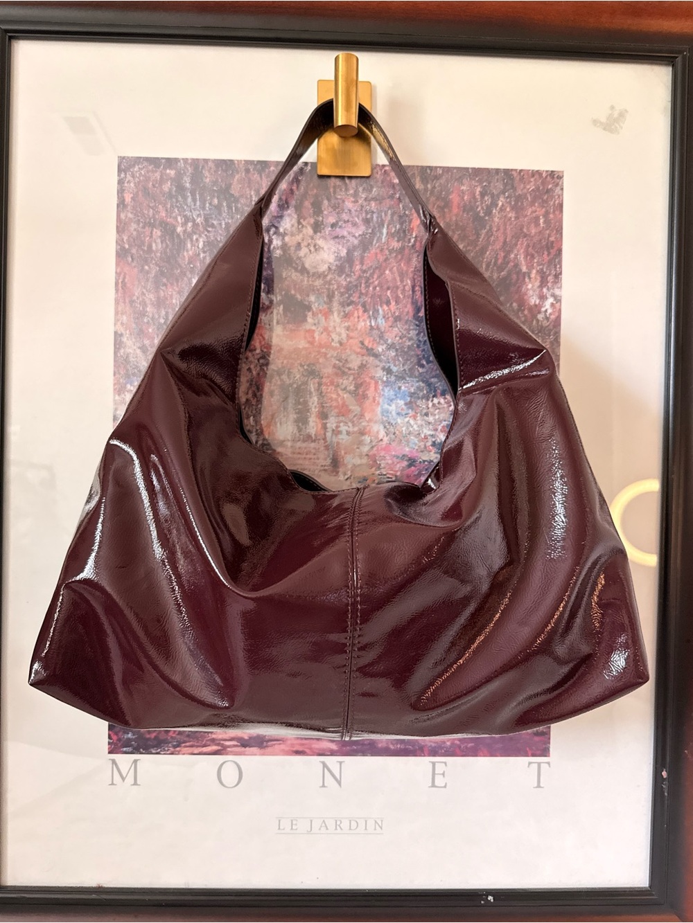 ZARA Vintage-Glossy Burgundy Women’s Shoulder Bag - Picture 3 of 7